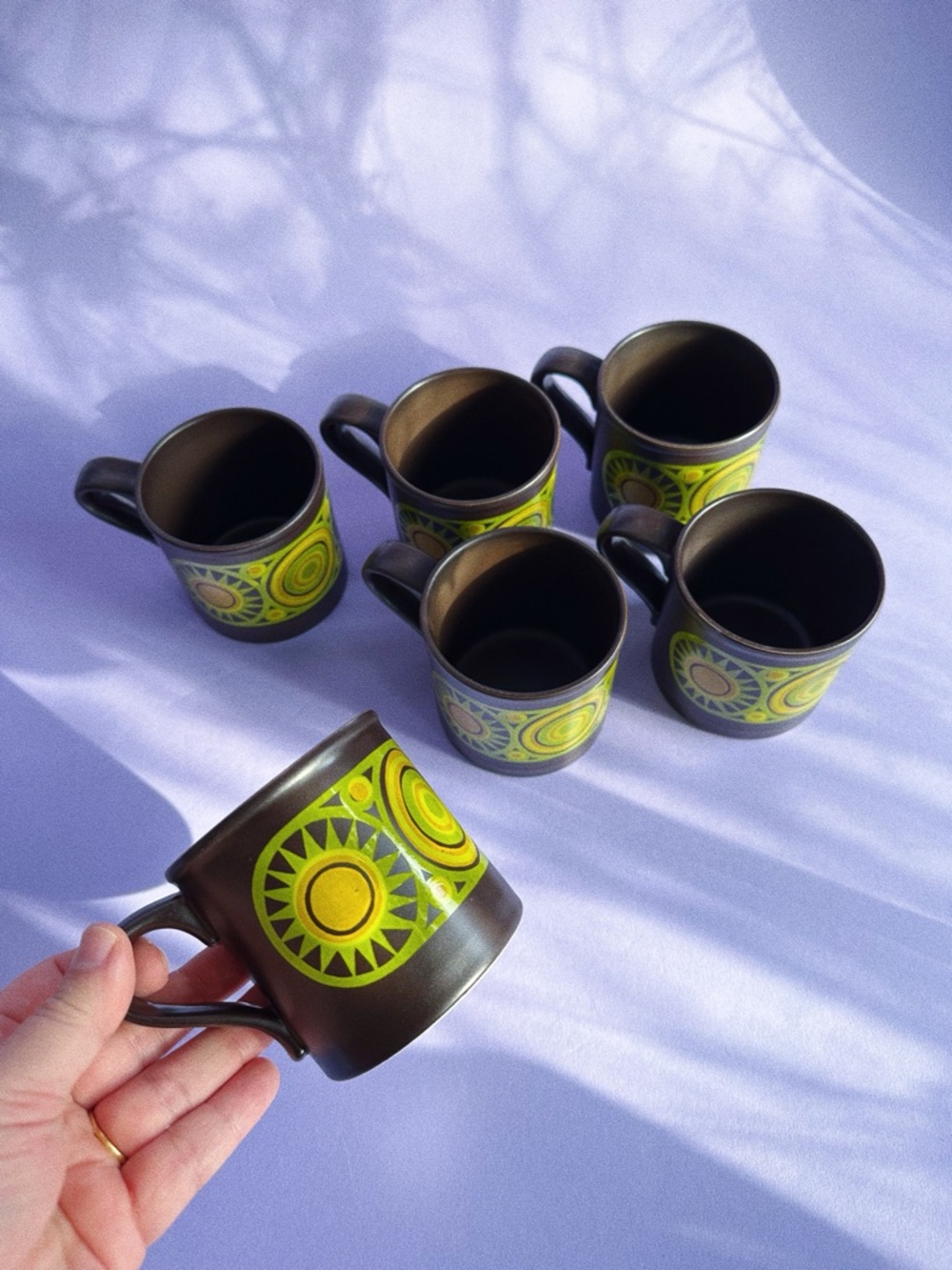 Vintage 1970s Staffordshire England Set of 6 Mugs - Picture 2 of 4